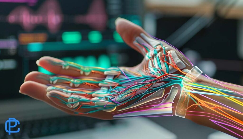 Featured image depicting a hand and bundles of nerves displaying vividly a human with Carpal tunnel syndrome
