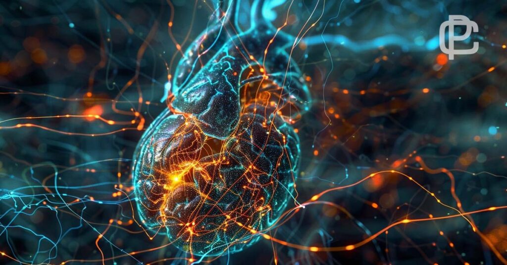 Image of a human heart with connected nerve patterns detpicting a patient afflicted with Autonomic neuropathy