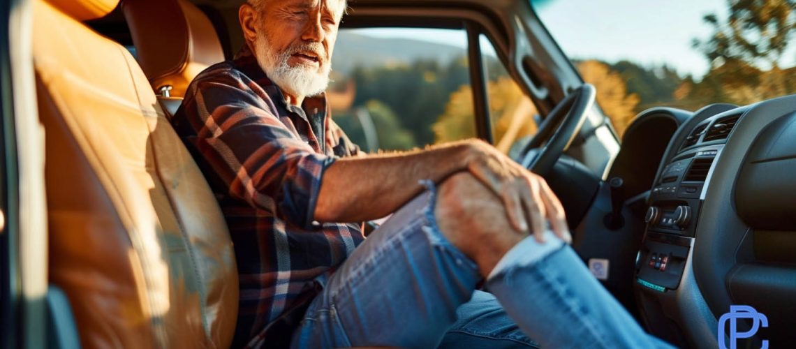 Image of a man with Knee Pain While Driving